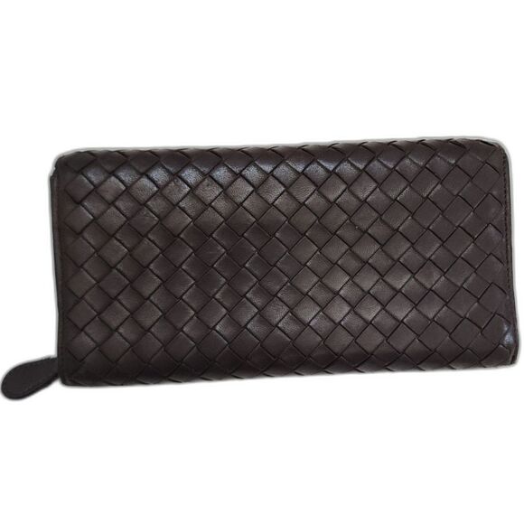 Bottega Veneta Brown Coco Woven Long Wallet Dust bag and Box - Picture 3 of 14